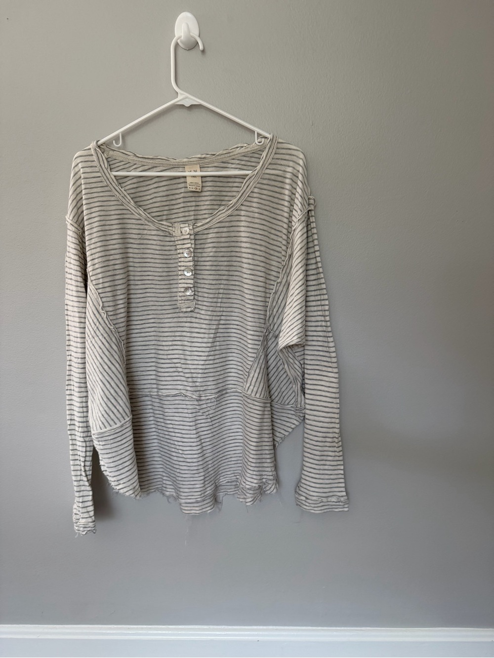We The Free Striped Hong Kong Henley Long-Sleeve Top - White & Gray